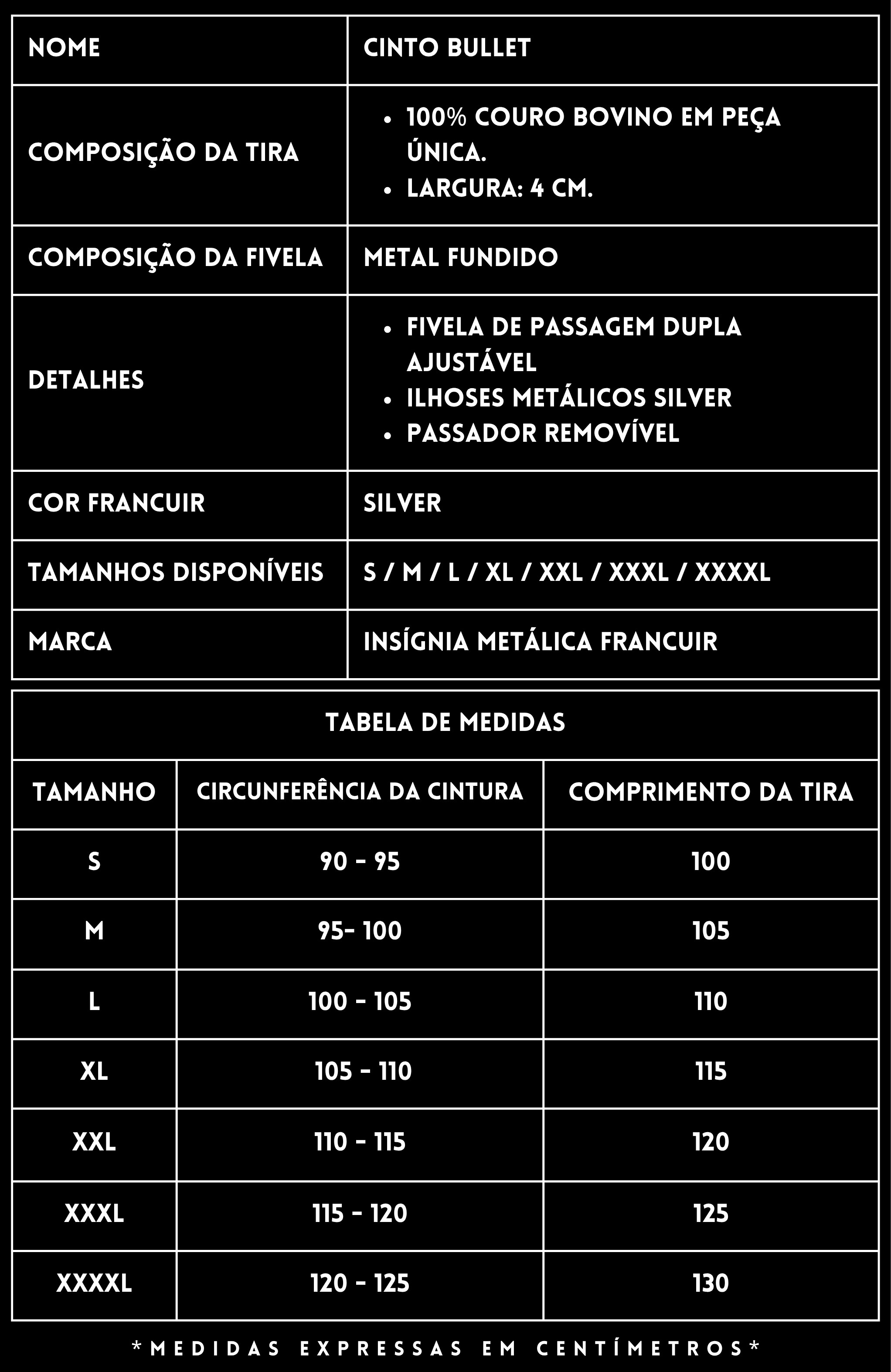 Cinto Couro Bullet FRANCUIR
